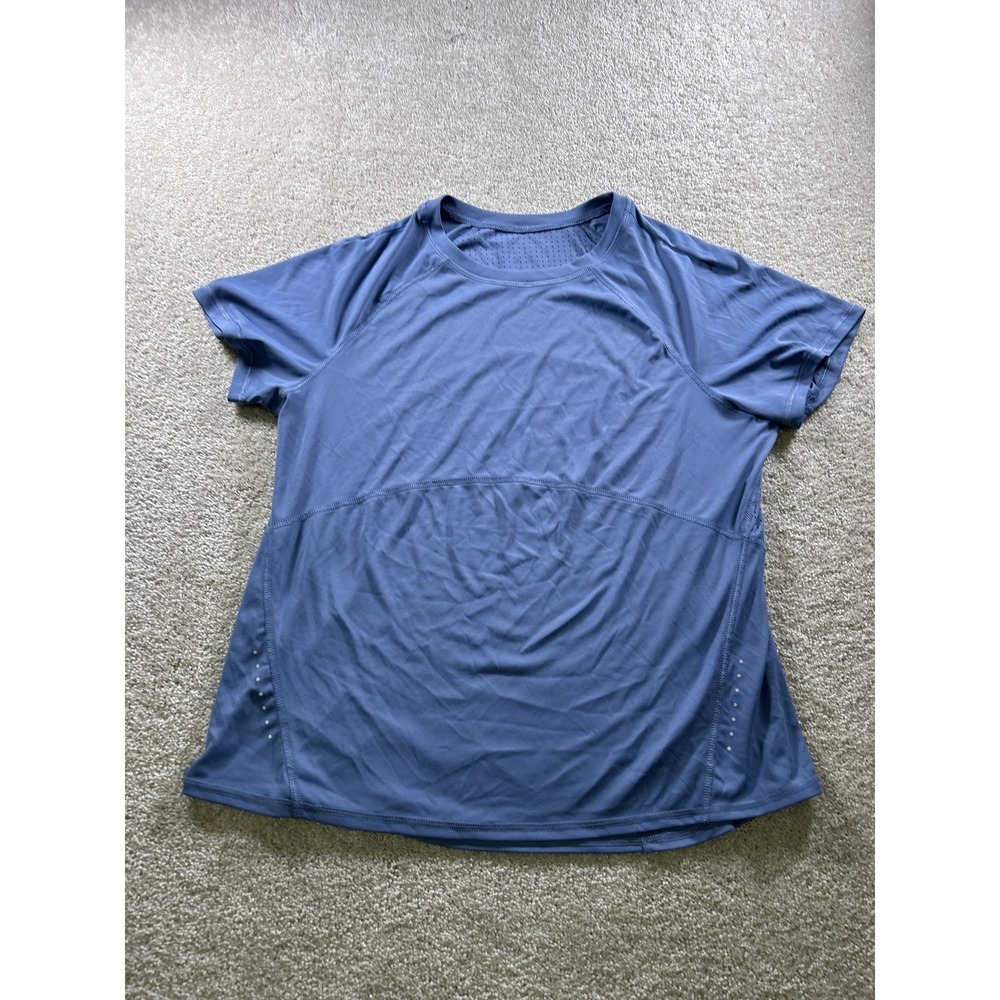 Athletic Shirt Womens XL Blue Performance Mesh Reflective Raglan Running Tee
